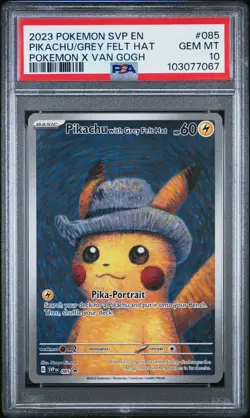 2023 POKEMON SVP EN-SV BLACK STAR PROMO #085 PIKACHU WITH GREY FELT HAT PSA 10 - Image 1