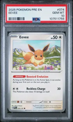 2025 POKEMON PRE EN-PRISMATIC EVOLUTIONS #074 EEVEE PSA 10 - Image 1