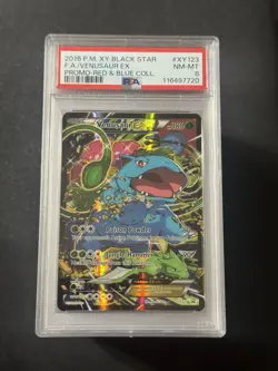 2016 POKEMON XY VENUSAUR EX PROMO XY123 RED & BLUE PSA 8 FULL ART RARE - Image 1