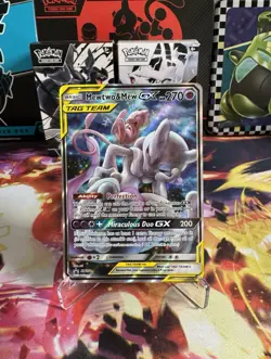 Pokemon Card - Mewtwo & Mew GX SM191 Full Art Black Star Promos Tag Team Holo - Image 3