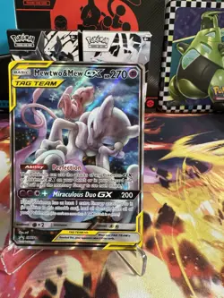 Pokemon Card - Mewtwo & Mew GX SM191 Full Art Black Star Promos Tag Team Holo - Image 4