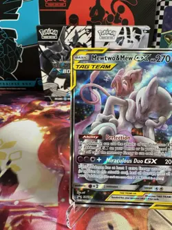 Pokemon Card - Mewtwo & Mew GX SM191 Full Art Black Star Promos Tag Team Holo - Image 5