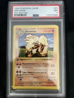 PSA 7 1st Edition Shadowless Arcanine 23/102 Base Set Pokemon Card - Image 1