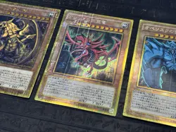 YuGiOh Millennium Gold Rare Slifer Obelisk Ra Egyptian God Cards NM Complete Set - Image 3