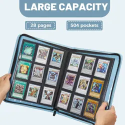 Lictin Trading Cards Album, 504 Side Loading Pocket with Leather Zipper,SEE INFO - Image 2