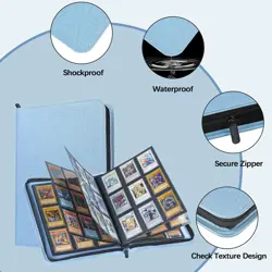 Lictin Trading Cards Album, 504 Side Loading Pocket with Leather Zipper,SEE INFO - Image 4