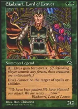 Heavy Play, English MTG Regular Eladamri, Lord of Leaves Tempest Magic the Gathe - Image 1