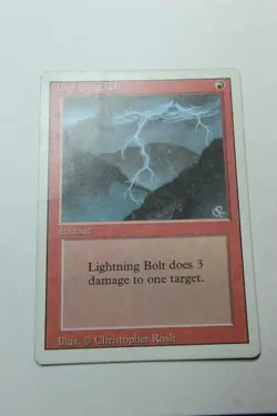 MTG Lightning Bolt x1- -Revised Edition-Mod/Hvy Play - Image 1