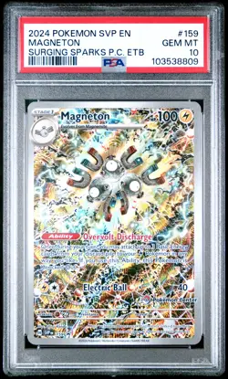 2024 POKEMON SURGING SPARKS POKEMON CENTER ETB PROMO SVP #159 MAGNETON PSA 10 - Image 1