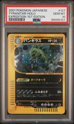 2001 Pokemon Japanese Expedition 1st Edition Tyranitar #127 Holo PSA 10 - Image 1