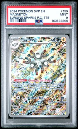 2024 POKEMON SURGING SPARKS POKEMON CENTER ETB PROMO SVP #159 MAGNETON PSA 9 - Image 1