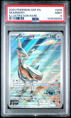 2024 POKEMON SSP EN-SURGING SPARKS ILLUSTRATION RARE #209 SKARMORY PSA 9 - Image 1