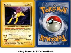 2001 Pokemon, Neo Revelation, #22/64 Raikou, Rare - Image 1