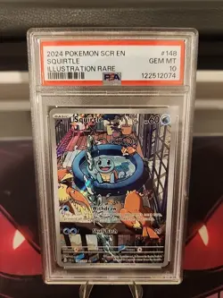 Squirtle 148/142 Pokemon TCG Stellar Crown Illustration Rare PSA Gem 10 - Image 1