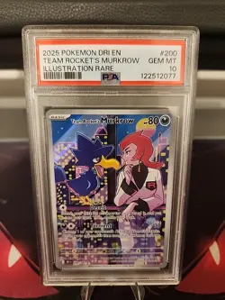Team Rocket's Murkrow 200/182 Pokemon TCG Destined Rivals IR PSA Gem 10 - Image 1