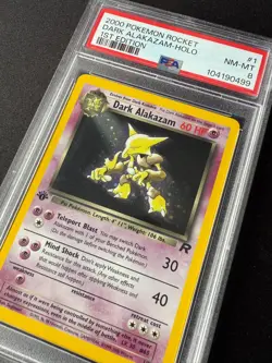 1/82 Dark Alakazam 1st Edition PSA 8 Holo Team Rocket Base Pokemon Card WOTC - Image 3