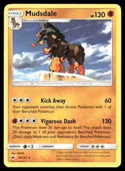2017 Burning Shadows Set Pokemon Card 078 Mudsdale LP - Image 1