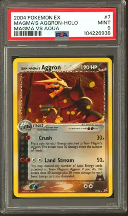 Pokemon EX Team Magma vs Team Aqua Team Magma's Aggron 7/95 Holo Rare PSA 9 - Image 1