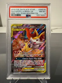 Pokemon TCG PSA 8 Near Mint Charizard & Braixen GX SM230 Promo English - Image 1