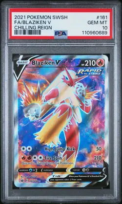 2021 POKEMON SWORD & SHIELD CHILLING REIGN #161 FULL ART/BLAZIKEN V PSA 10 - Image 1