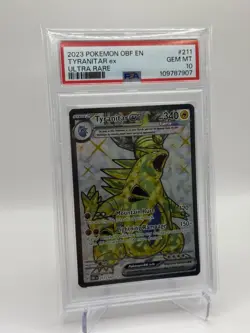 PSA 10 GEM MINT Tyranitar Ex Obsidian Flames Full Art Holo Pokemon 211/197 - Image 2
