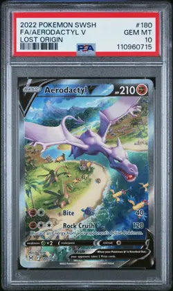 2022 POKEMON SWORD & SHIELD LOST ORIGIN #180 FULL ART/AERODACTYL V PSA 10 - Image 1