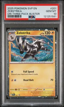 Pokemon Destined Rivals Zebstrika Cosmo 201 Black Star Promo PSA 10 - Image 1