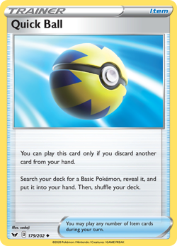 Quick Ball 179/202 Sword & Shield Uncommon Near Mint Pokemon DNA GAMES - Image 1