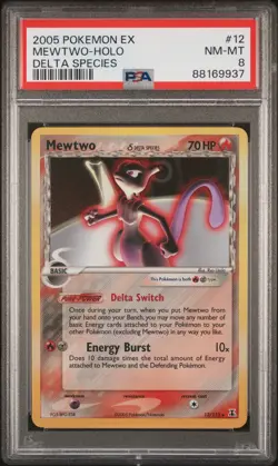 Pokemon Mewtwo EX Delta Species Reverse Holo Rare Card 12/113 PSA 8 NM-MT 2005 - Image 1