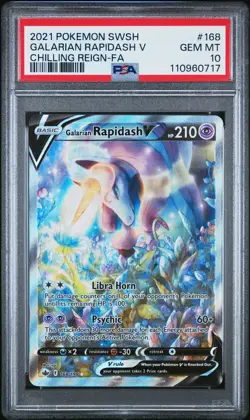 2021 POKEMON SWORD & SHIELD CHILLING REIGN #168 GALARIAN RAPIDASH V PSA 10 - Image 1