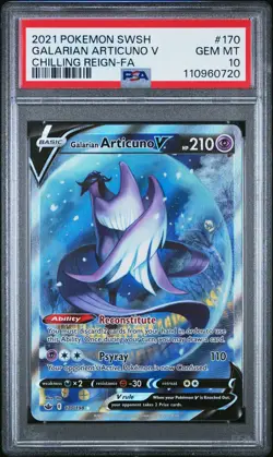 2021 POKEMON SWORD & SHIELD CHILLING REIGN #170 GALARIAN ARTICUNO V PSA 10 - Image 1