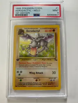 1999 Pokemon Fossil Aerodactyl Holo 1st Edition Prerelease PSA 9 - Image 1