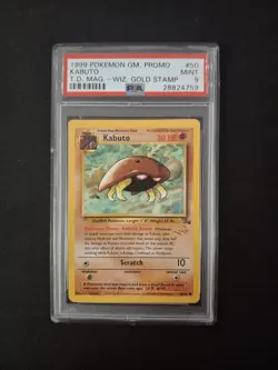 1999 Pokemon Kabuto Fossil "W" Gold Stamp PSA 9 - Top Deck Magazine Promo - Image 1