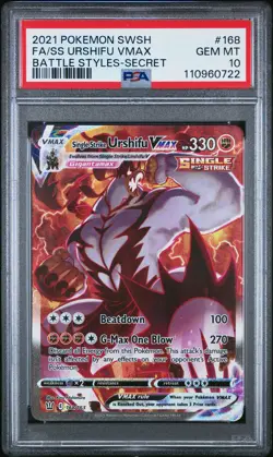 2021 POKEMON SWSH BATTLE STYLES #168 SINGLE STRIKE URSHIFU VMAX PSA 10 - Image 1
