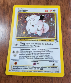 Pokemon TCG Clefairy Base Set 2 6/130 holo rare 2000 WOTC SWIRL - Image 2
