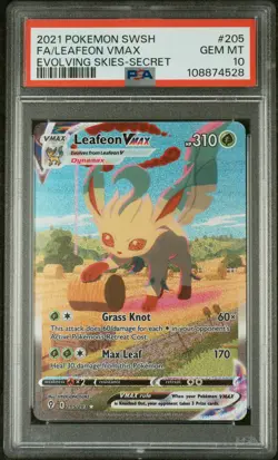 2021 POKEMON SWORD & SHIELD EVOLVING SKIES SECRET FULL ART/LEAFEON VMAX PSA 10 - Image 1