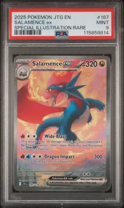 2025 POKEMON JTG EN-JOURNEY TOGETHER #187 SALAMENCE EX PSA 9 - Image 1