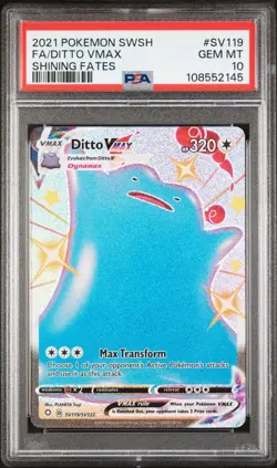2021 POKEMON SWORD & SHIELD SHINING FATES #SV119 FULL ART/DITTO VMAX PSA 10 - Image 1