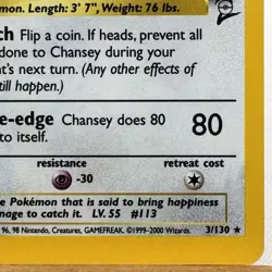 Base Set 2 Pokemon Chansey • Holo #3/130 • Lightly Played • Holo Swirl - Image 4
