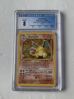 Charizard 04/102 Base Set Holo Rare Pokemon Card - Unlimited - CGC 8 - Image 1