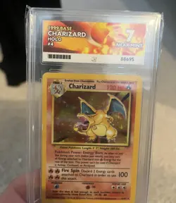1999Pokemon Card Charizard 4/102 Holo Rare Base Set WOTC ACE GRADED 7 NEAR MINT - Image 1