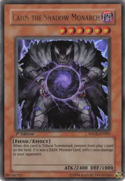 Yugioh Caius the Shadow Monarch SDDE-EN001 Ultra Rare 1st Edition MP - Image 1