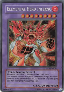 Yugioh Elemental HERO Inferno PP02-EN010 Secret Rare HP - Image 1