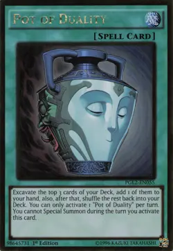 Yugioh Pot of Duality PGL2-EN055 Gold Rare 1st Edition LP - Image 1