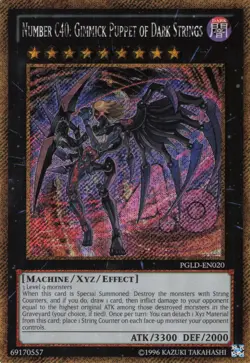 Yugioh Number C40: Gimmick Puppet of Dark Strings PGLD-ENO20 Gold Secret Rare LP - Image 1