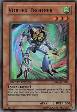 Yugioh Vortex Trooper GLAS-ENSE2 Super Rare LP - Image 1