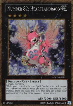 Yugioh Number 82: Heartlandraco PGLD-EN025 Gold Secret Rare NM - Image 1