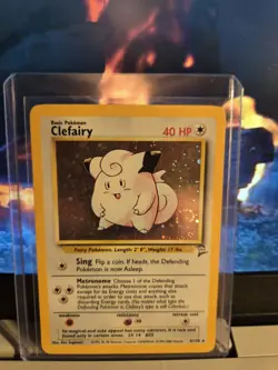 Pokemon TCG Clefairy Base Set 2 Holo Unlimited Rare Card 6/130 Swirl LP - Image 1