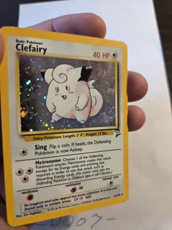 Pokemon TCG Clefairy Base Set 2 Holo Unlimited Rare Card 6/130 Swirl LP - Image 3