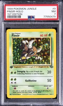 1999 POKEMON JUNGLE 1ST ED #9 PINSIR-HOLO PSA 7 - Image 1